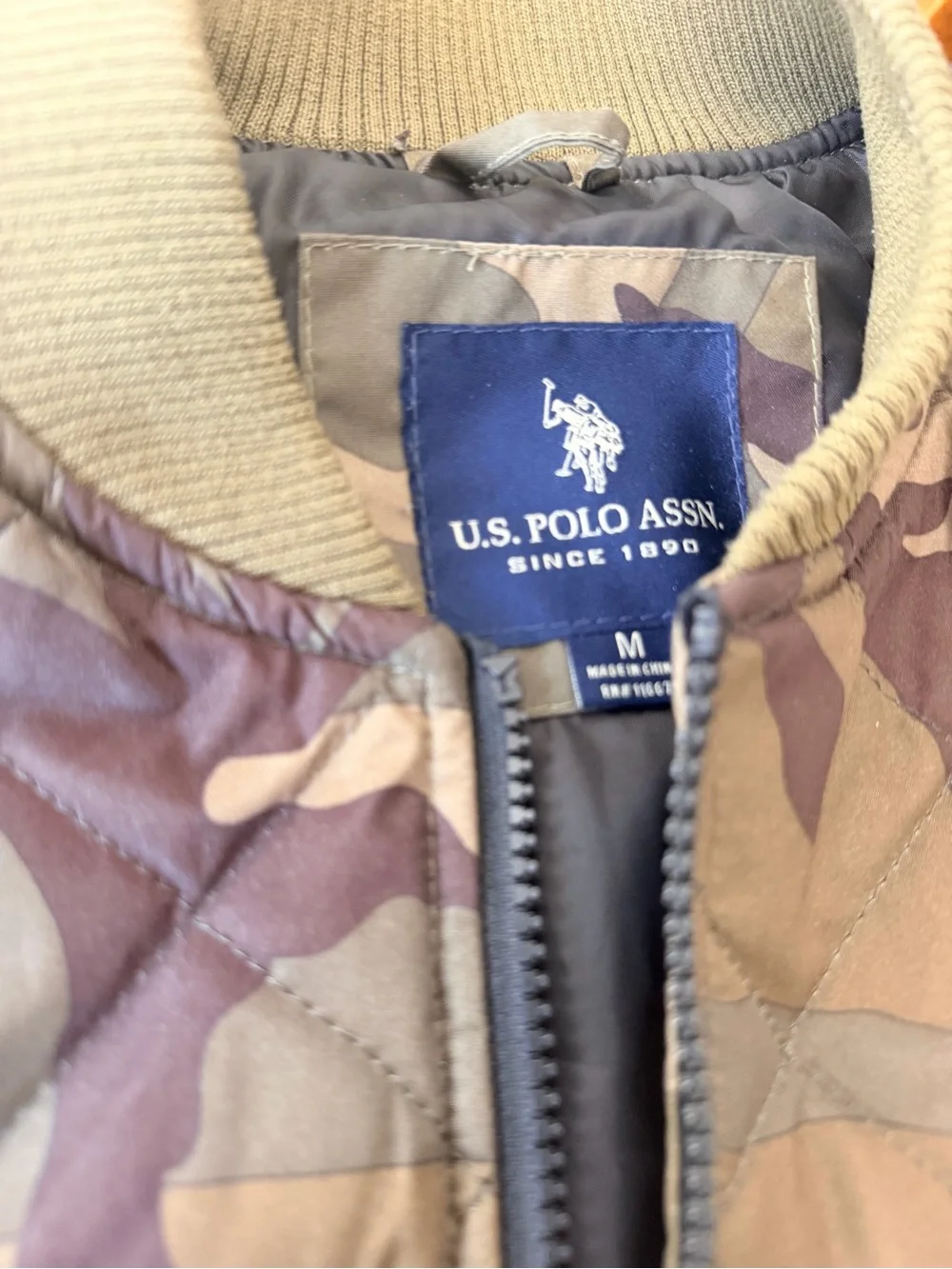 U.S. Polo Assn. Quilted Camouflage Field Jacket in Olive and Brown